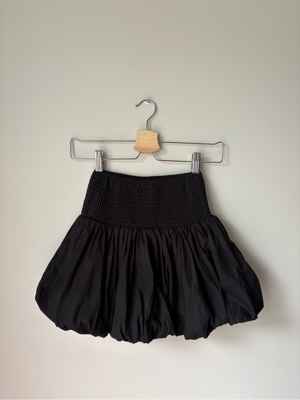 UO Kimchi Blue Black Bubble Hem Mini Skirt with Smocked Waist